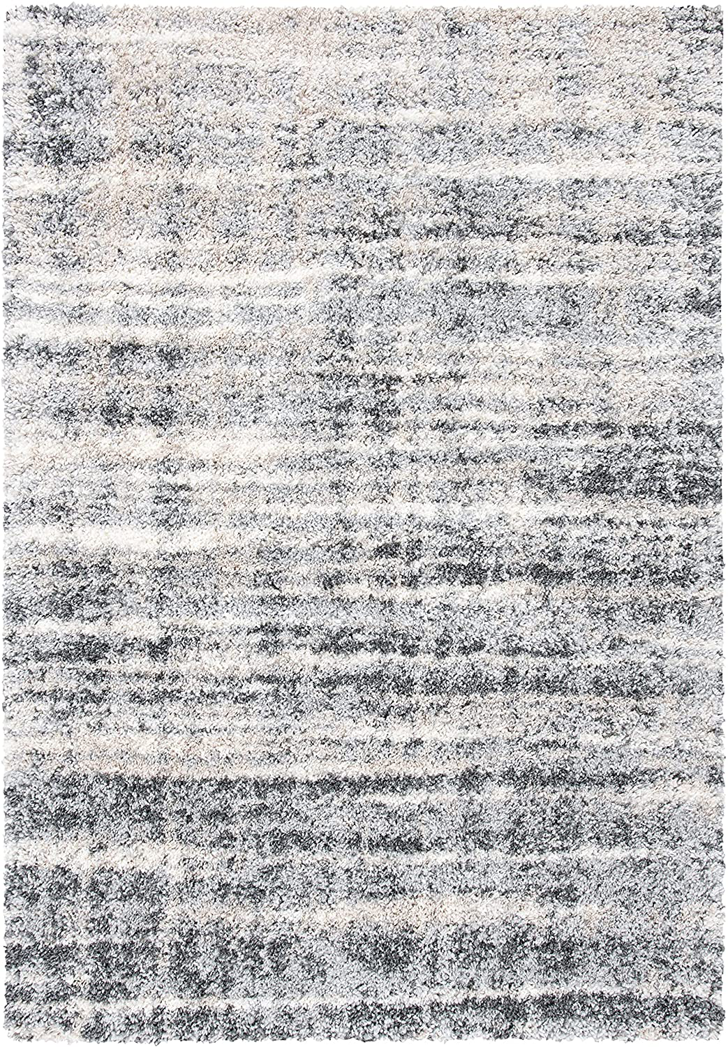 Rynx | SAFAVIEH Fontana Shag Collection FNT856G Modern Non-Shedding Living Room Bedroom Dining Room Entry Plus 2-Inch Thick Accent Rug, 2'3" x 4', Gray / Ivory