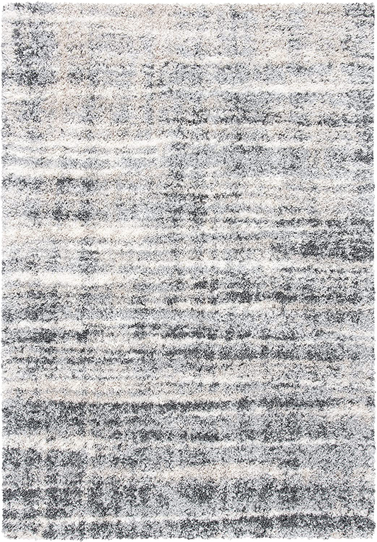 Rynx | SAFAVIEH Fontana Shag Collection FNT856G Modern Non-Shedding Living Room Bedroom Dining Room Entry Plus 2-Inch Thick Accent Rug, 2'3" x 4', Gray / Ivory