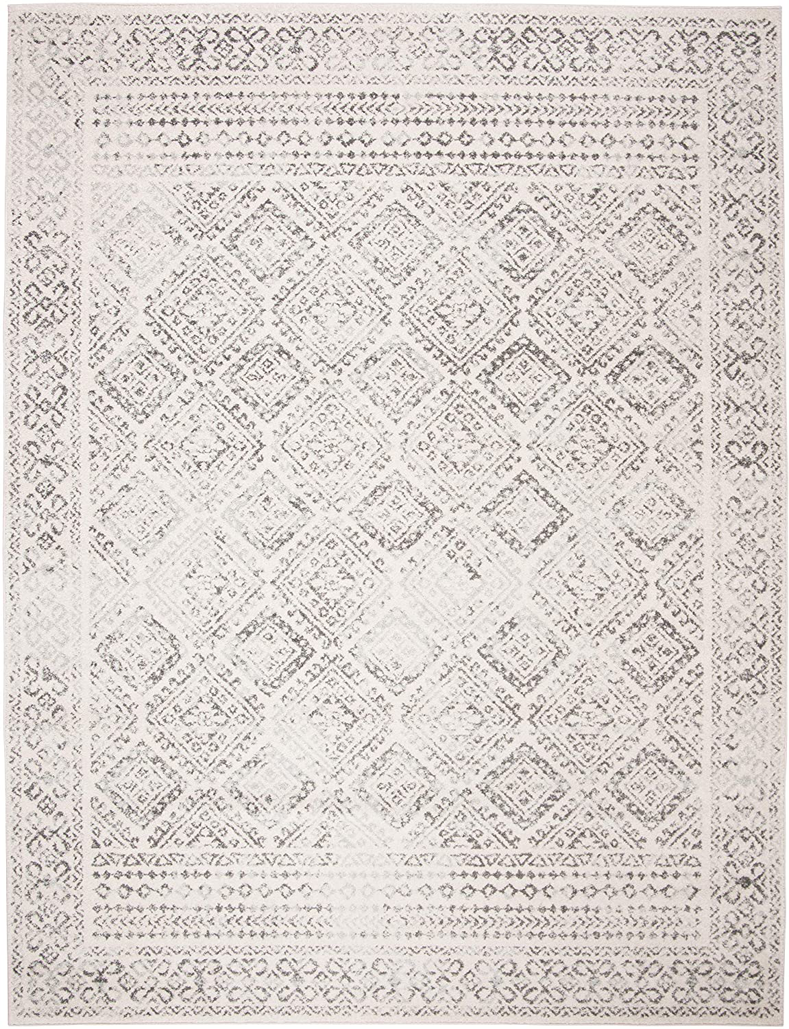 Rynx | Safavieh Tulum collection TUL264F Moroccan Boho Distressed Non-Shedding Stain Resistant Living Room Bedroom Runner, 2' x 13', Dark Gray / Ivory
