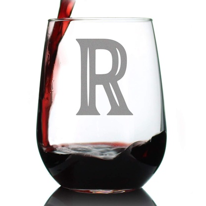 Rynx | Monogram Fet capital letter M - Without stem wine glass - Personalized gifts for women and men - Large engraved glass