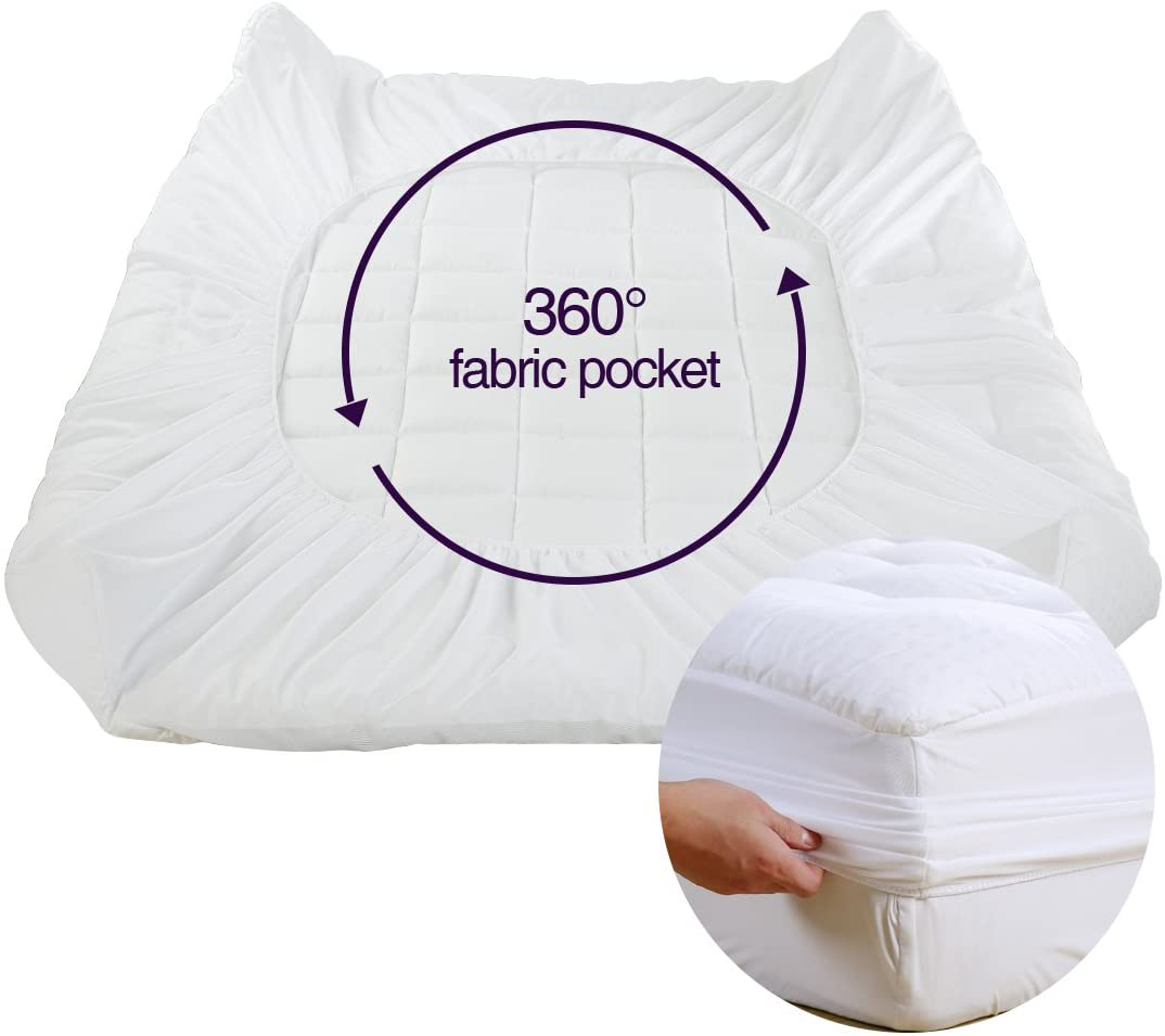 Rynx | EASELAND Full XL Mattress Protector Pillow Top Mattress Protector Quilted Fitted Mattress Protector Extra Long Cotton Top 8-21" Deep Pocket Cooling Mattress Top (54x80 Inches, White)