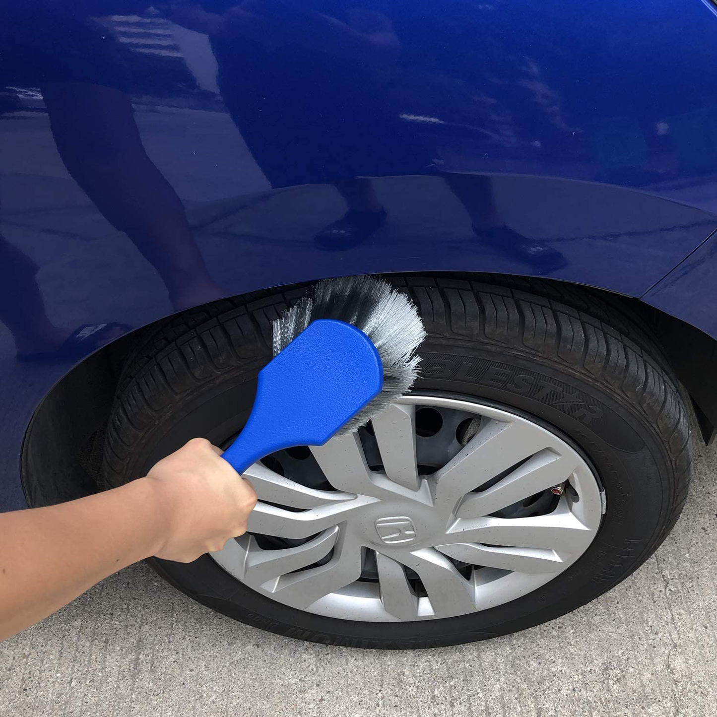 Rynx | Lucklyjone 7pcs Wheel and Tire Cleaning Brush, Car Care Set, 17 Inches Long Soft Wheel Brush 5 Car Wash Detailing Brush Car Wash Set for Cleaning Dirty Tires & Releasing Dirt and Road Grime, Short Handle