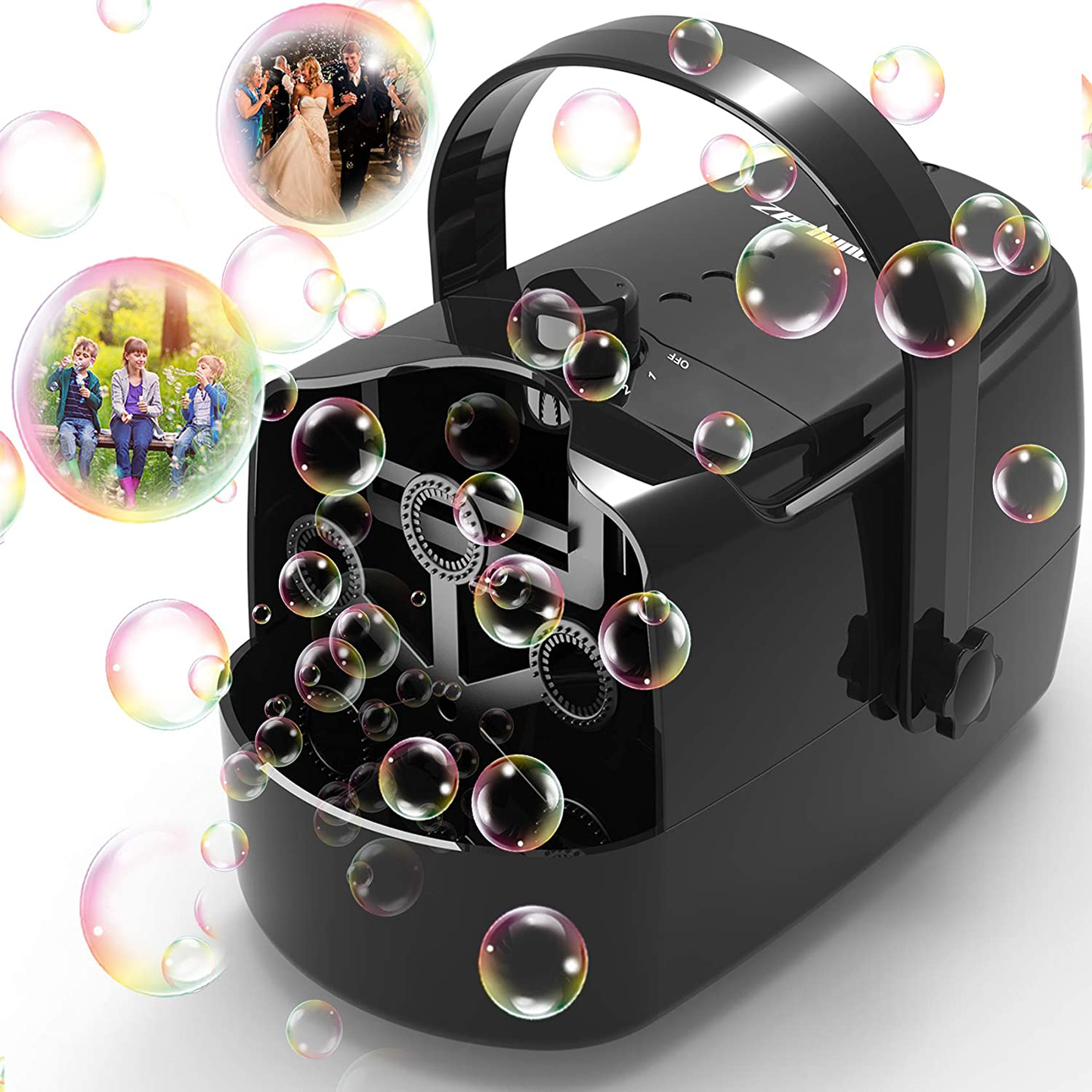 Rynx | Bubble Machine Durable Automatic Bubble Maker, 4800+ Bubbles Per Minute Bubbles for Kids Toddlers Bubble Maker Powered by Plug or Batteries Bubble Toys for Indoor Outdoor Birthday Party
