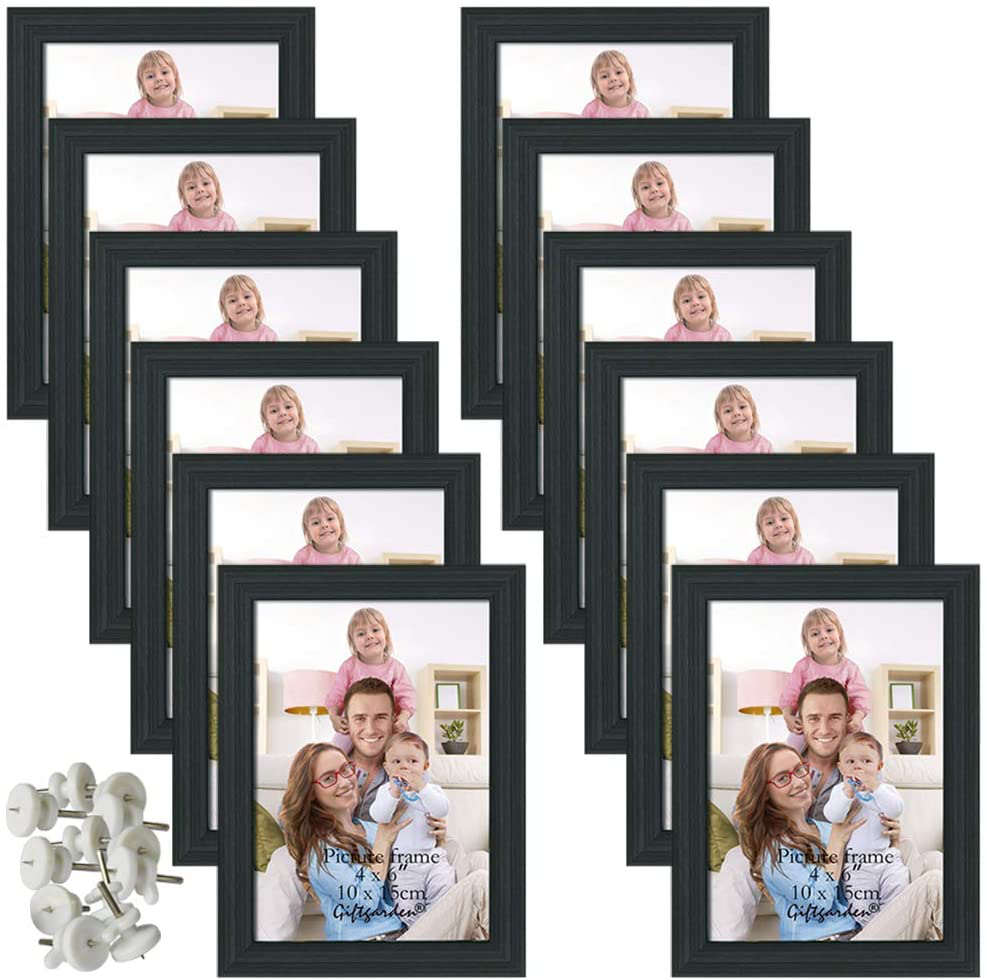 Rynx | Gift Garden 4x6 Picture Frame Black Photo Frames Bulk for Wall or Table, Set of 12