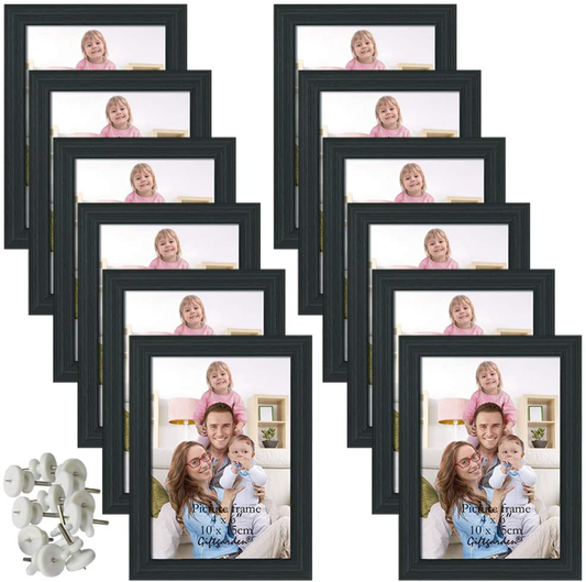 Rynx | Gift Garden 4x6 Picture Frame Black Photo Frames Bulk for Wall or Table, Set of 12