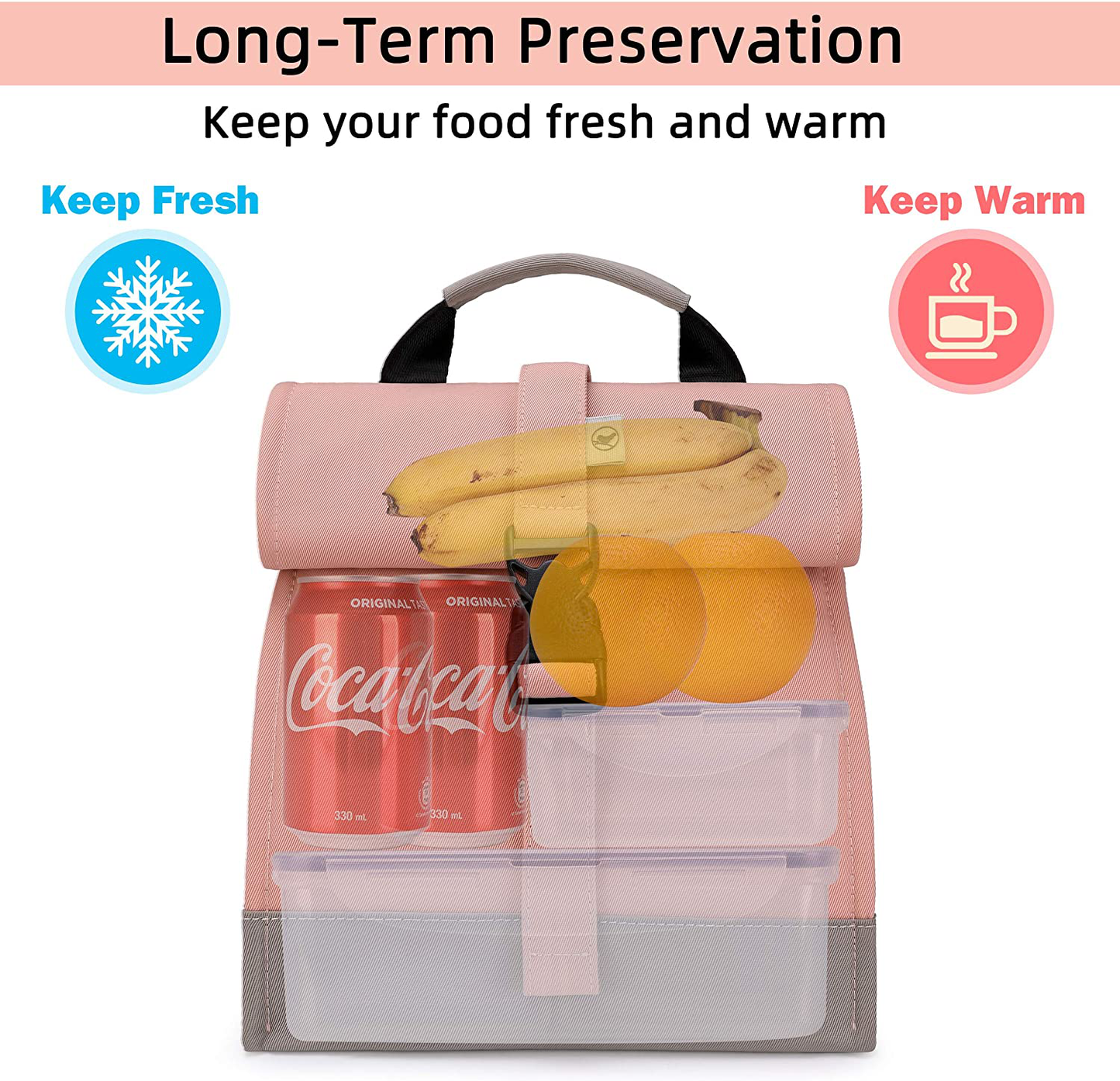 Rynx | Sunny Bird Insulated Lunch Bag Rolltop Lunch Box For Women, Men, Adults And Teenagers (Black)