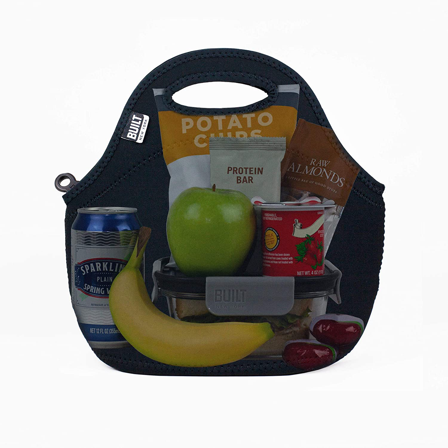 Rynx | Built Gourmet Getaway Soft Neoprene Lunch Tote Bag - Lightweight, Insulated And Reusable Black Lb31-Blk