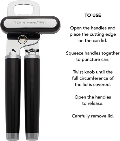 Rynx | KitchenAid Classic Multifunction Can Opener / Corkscrew, 8.34-Inch, Charcoal Gray