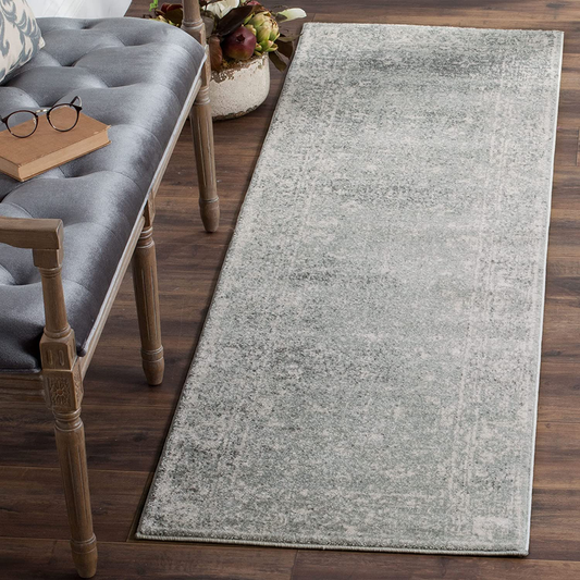 Rynx | Safavieh Evoke Collection EVK270Z Shabby Chic Worn Non-Shedding Stain-Resistant Living Room Bedroom Runner, 2'2" x 13', Silver / Ivory
