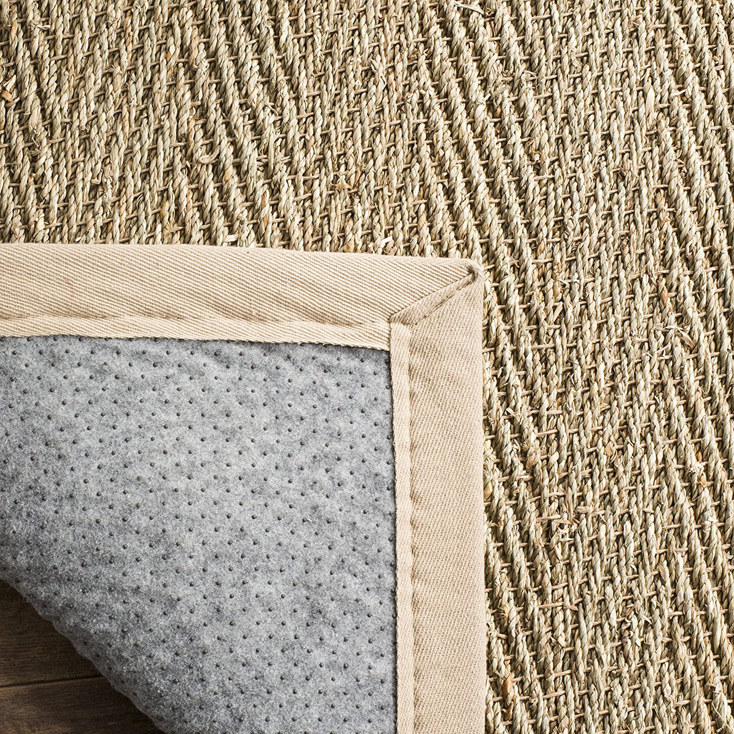 Rynx | Safavieh Natural Fiber Collection NF115C Border Herringbone Seagrass Area Rug, 3' x 5', Black