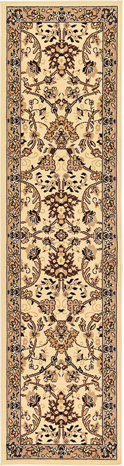 Rynx | Unique Loom Kashan Traditional Floral Area Rug, 2 Feet 2 Inches X 8 Feet 2 Inches, Ivory/Brown