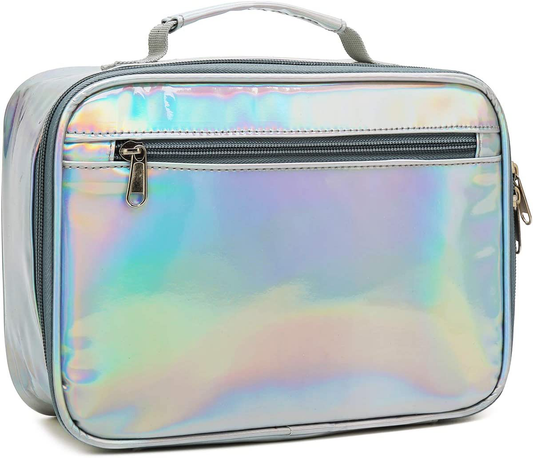 Rynx | Flowfly Kids Lunchbox Insulated Soft Bag Mini Cooler Back To School Thermal Meal Tote Set For Girls, Boys, Women, Men, Silver