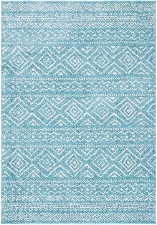 Rynx | Safavieh Tulum Collection TUL267K Moroccan Boho Distressed Non-Shedding Stain Resistant Living Room Bedroom Area Rug, 2' x 5', Turquoise / Ivory