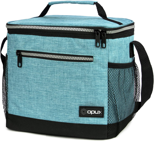 Rynx | Opux Insulated Large Lunch Box For Men Women, Leakproof Thermal Meal Bag For Work, Reusable Food Cooler Tote, Soft Lunch Box With Shoulder Strap, Pockets, 18 Cans, 10l, Turquoise