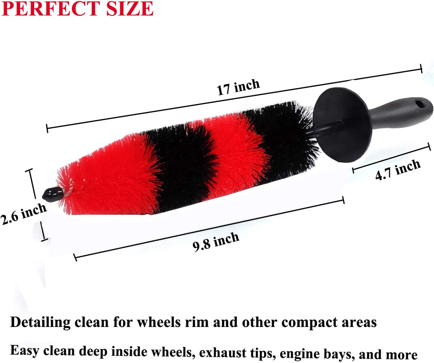 Rynx | Lucklyjone 7pcs Wheel and Tire Cleaning Brush, Car Care Set, 17 Inches Long Soft Wheel Brush 5 Car Wash Detailing Brush Car Wash Set for Cleaning Dirty Tires & Releasing Dirt and Road Grime, Short Handle