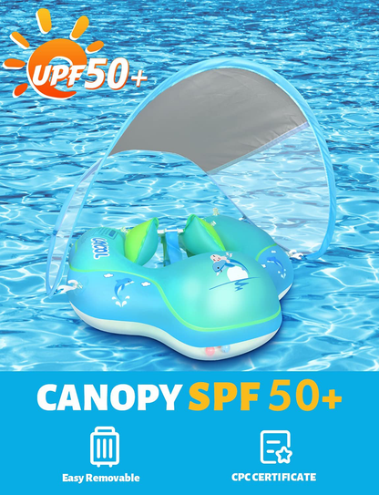 Rynx | LAYCOL Baby Swimming Pool Bubble Inflatable Baby Pool Bubble Ring Latest with Sun Protection Canopy, add Tail no tipping for Age 3-36 Months (Orange, L)