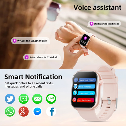 Rynx | Women's Smart Watch, 1.83 inch, IP67 Waterproof Outdoor Workout Tracker with AI