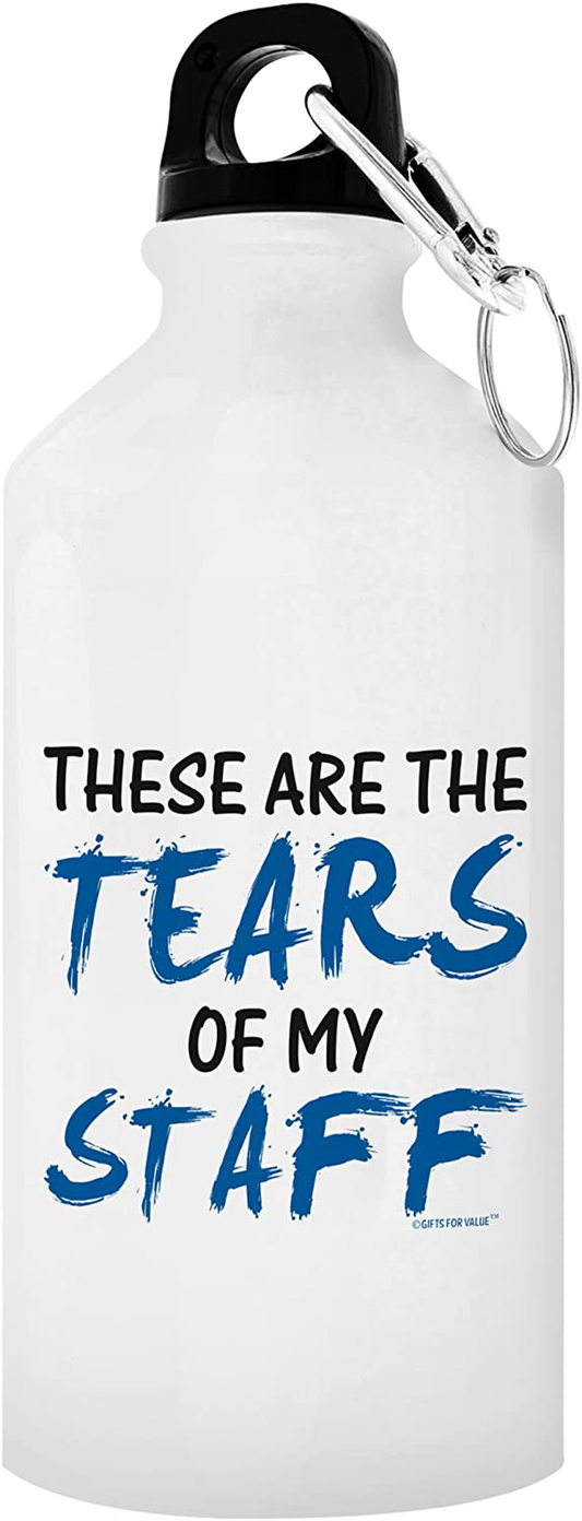 Rynx | Boss Control Gift Tears from My Employees Office Humor Boss Gag Gift for Boss Mentor Employee Gifts Gift Aluminum Water Bottle with Cork & Sports Cap