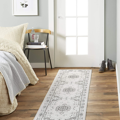 Rynx | Home Dynamix Premium Sakarya Traditional Medallion Border Area Rug, Gray, 1'9"X7'2" Runner