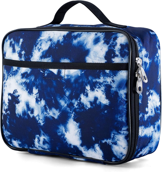 Rynx | Fenrici Tie Dye Lunch Box For Boys, Girls, Kids Insulated Lunch Bag, Soft Room, Spacious, BPA Free, Food Safe, 10.8in X 9.2in X 3.8in (Indigo Blue Tie Dye)