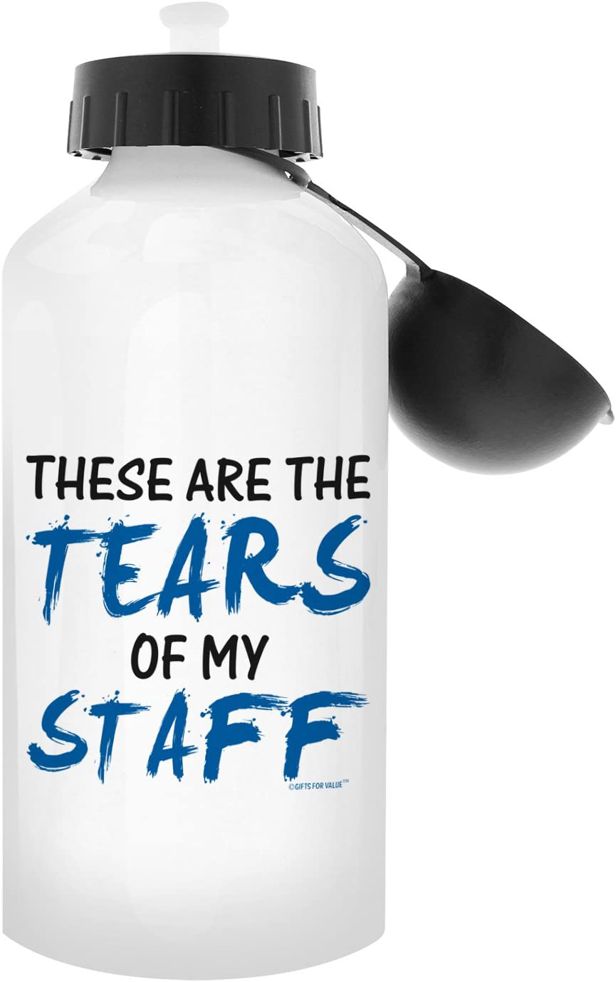 Rynx | Boss Control Gift Tears from My Employees Office Humor Boss Gag Gift for Boss Mentor Employee Gifts Gift Aluminum Water Bottle with Cork & Sports Cap
