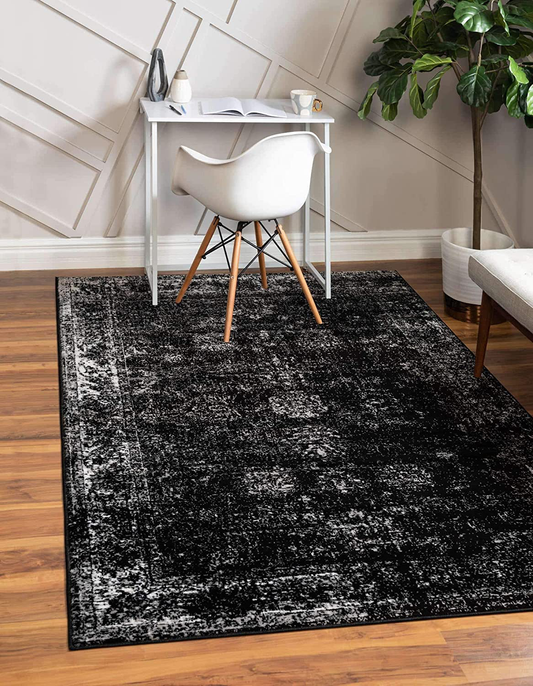 Rynx | Unique Loom Sofia Collection Area Traditional Vintage Rug, French Inspired Perfect For All Home Decor, 3' 3 X 5' 3 Rectangular, Black/Ivory