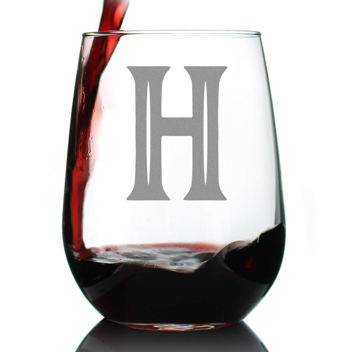 Rynx | Monogram Fet capital letter M - Without stem wine glass - Personalized gifts for women and men - Large engraved glass