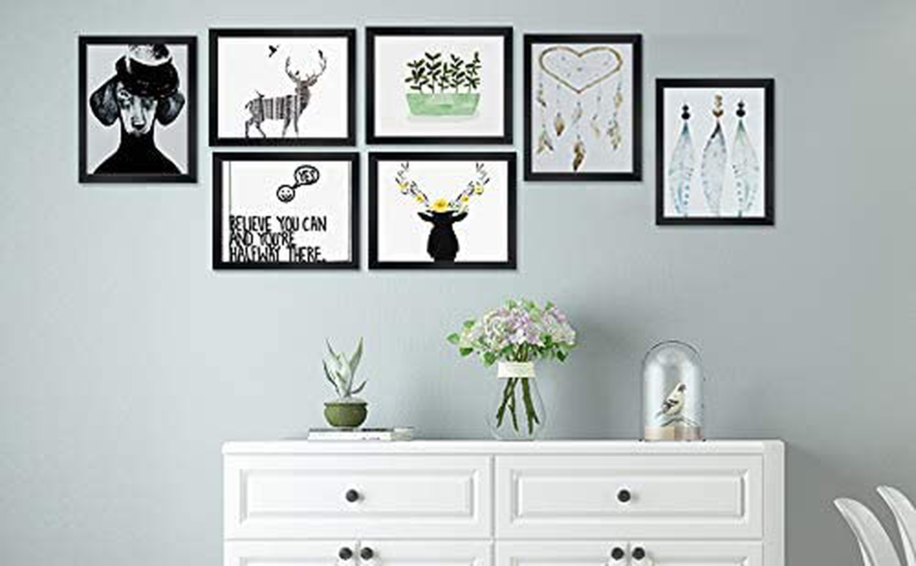 Rynx | Giftgarden 4x6 Picture Frames Set of 7, Multi 4 x 6 Frame for Wall or Table Display, Black