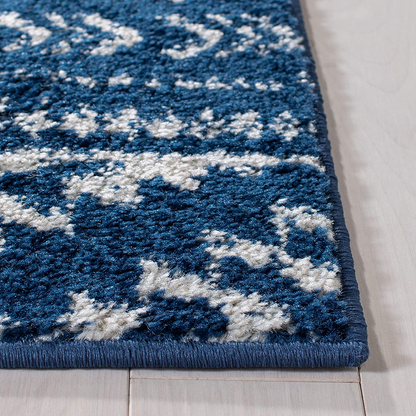 Rynx | Safavieh Tulum Collection TUL272D Moroccan Boho Tribal Non-Shedding Stain Resistant Living Room Bedroom Runner, 2' x 13', Ivory / Navy Blue
