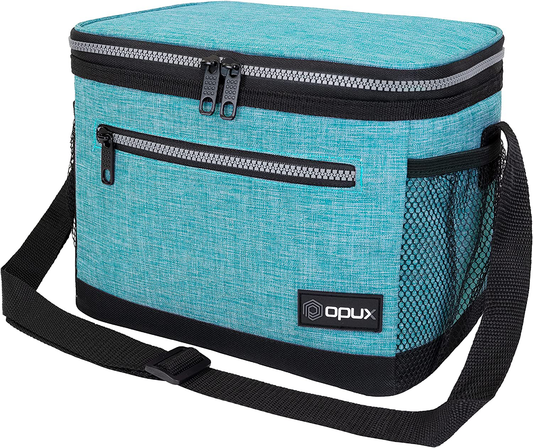 Rynx | Opux Insulated Lunch Box For Men Women, Leakproof Thermal Lunch Bag For Work, Reusable Lunch Cooler Tote, Soft School Lunch Bucket For Kids With Shoulder Strap, Pockets, 14 Cans, 8l, Turquoise
