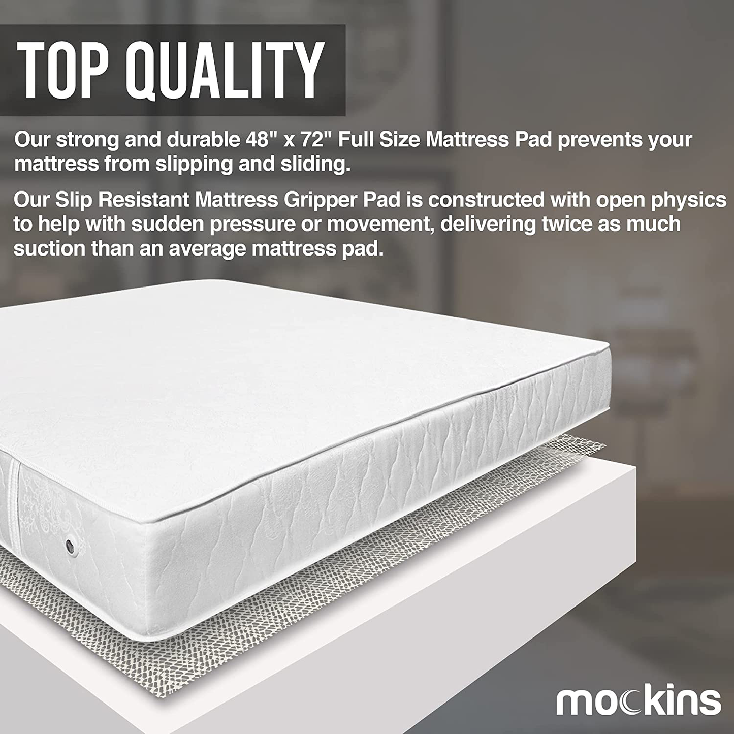 Rynx | Mockins Full Size 48" x 72" Non-Slip Mattress Protector | Prevents mattress and topper from sliding | Strong and durable grip pad | Multi-purpose and customizable…