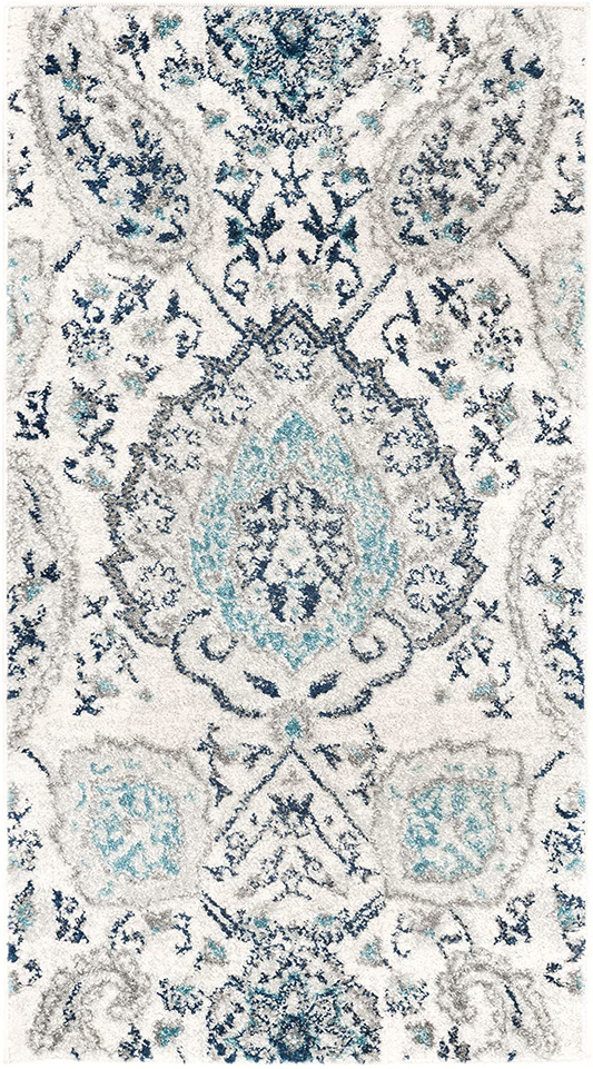 Rynx | Safavieh Madison Collection Mad600c Boho Chic Glam Paisley Non-Shedding Stain Resistant Living Room Bedroom Accent Rug, 2'3" X 4', Cream / Light Gray
