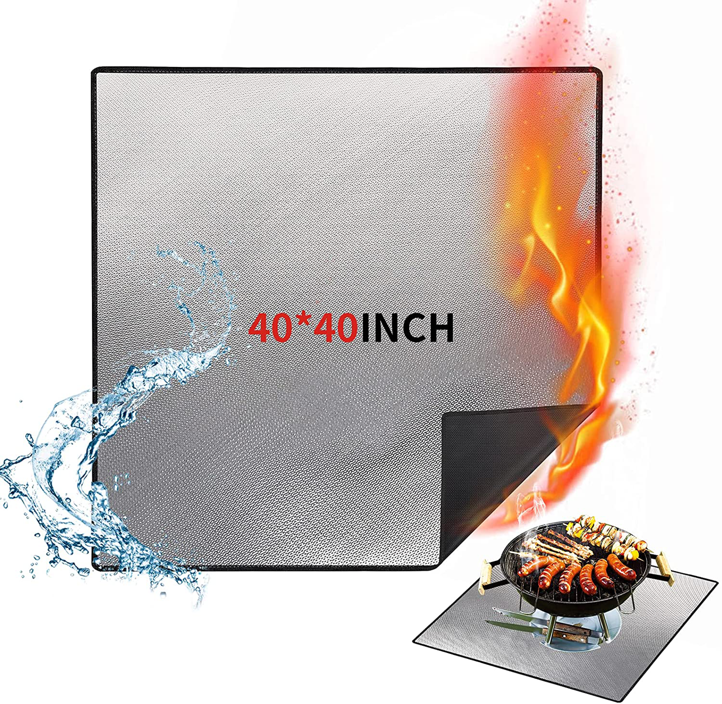 Rynx | 36" Diameter Round Fireproof Mat Fire Pit Mat, DocSafe 3 Layer Fire Pad for Patio, Terrace, Grass, Lawn, Heat Protector, Fire Resistant Mat for Outdoors, Fire Pit Accessories, Easy to Clean