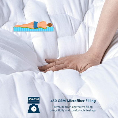 Rynx | CozyLux California King Mattress Protector Deep Pocket Non-Slip Cotton Mattress Toppers Breathable and Soft Quilted Fitted Mattress Cover Up to 18" Thick Pad Top 450GSM Bed Mattress Protector White