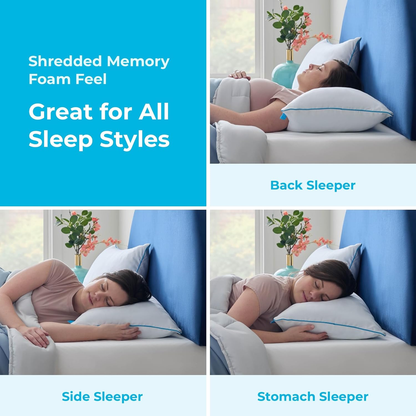 Rynx | Two packs shredded gel memory foam pillows – Cooling bed pillow – Side, stomach and back sleeping