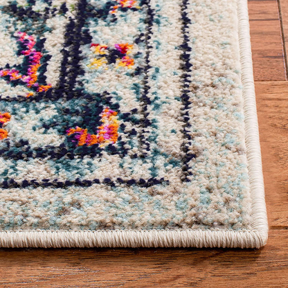 Rynx | Safavieh Madison Collection MAD473K Boho Chic Medallion Distressed Non-Shedding Stain Resistant Living Room Bedroom Area Rug, 2' x 8', Teal / Navy