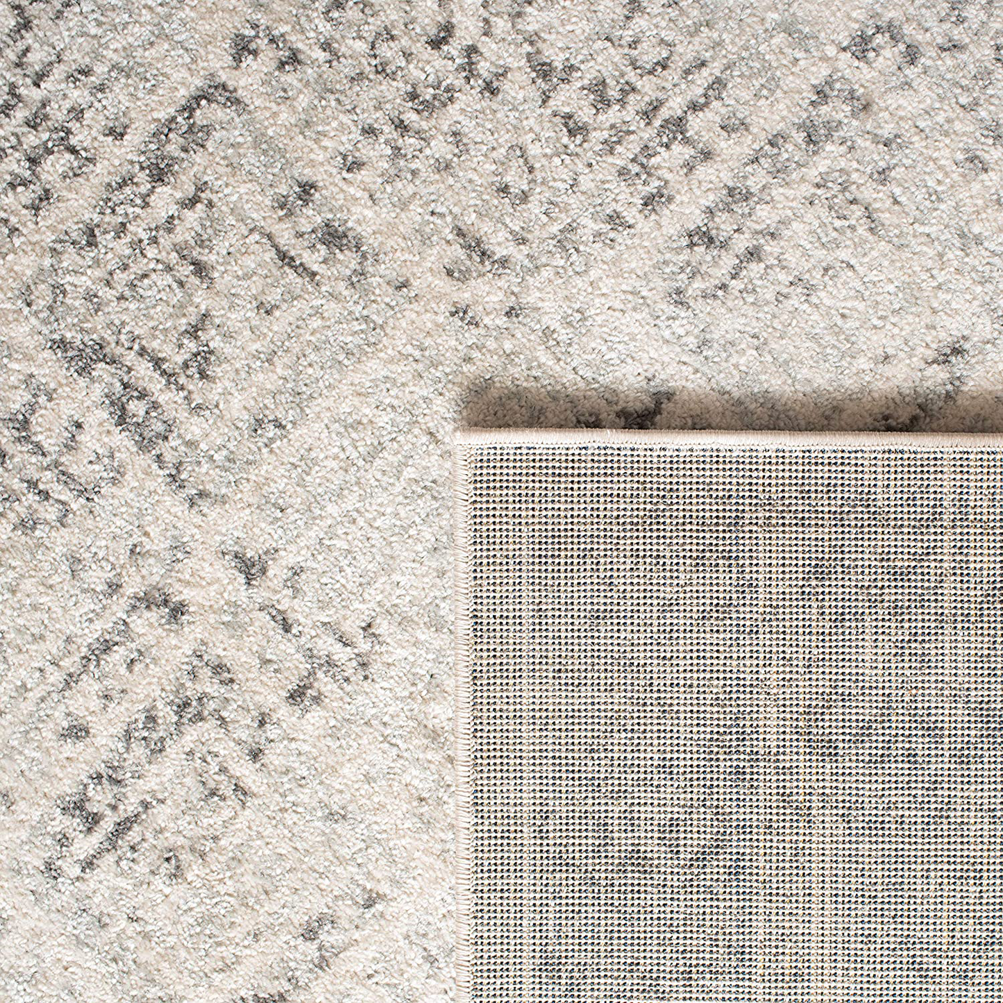 Rynx | Safavieh Tulum Collection Tul264a Moroccan Boho Distressed Non-Shedding Living Room Bedroom Dining Area Office Area Rug, 5'3" X 7'6", Ivory / Grey