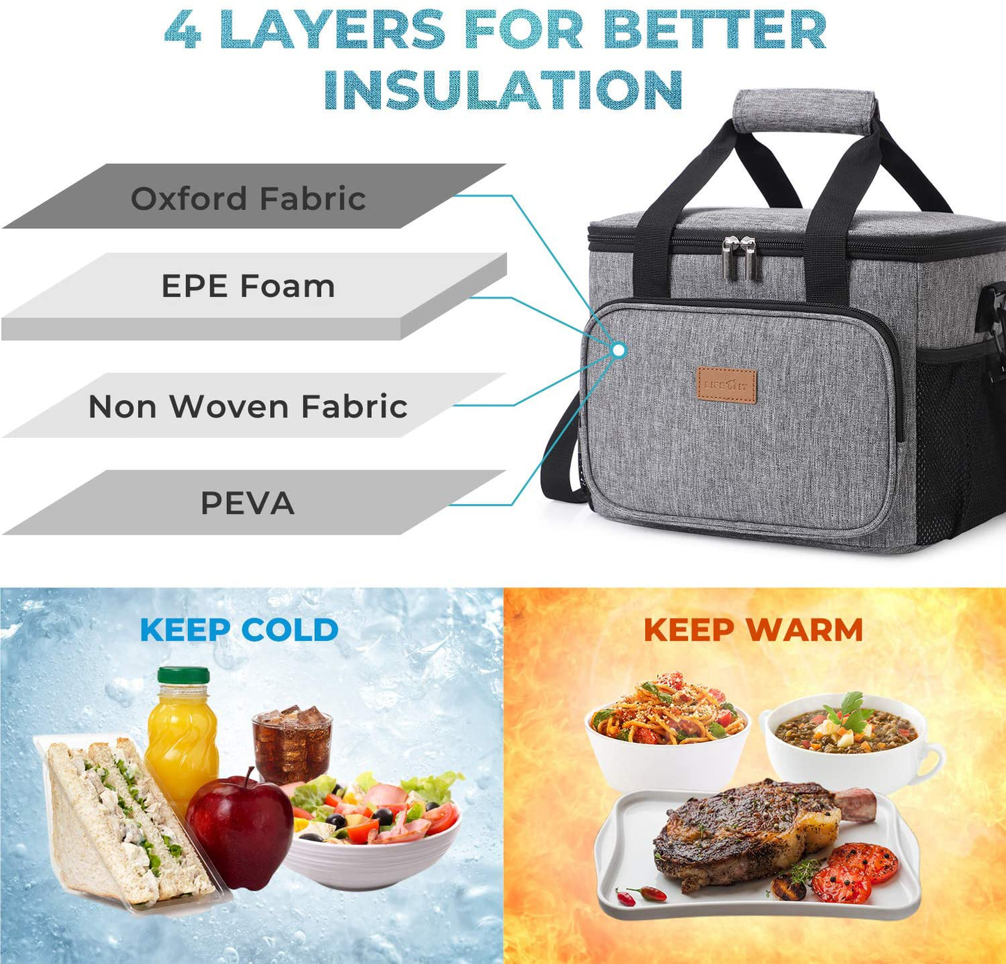 Rynx | Lifewit Folding Cooler Bag Insulated 24l (40-cans), Large Leakproof Soft Sided Portable Cooler Bag For Outdoor Travel Beach Picnic Camping Grilling Party, Gray