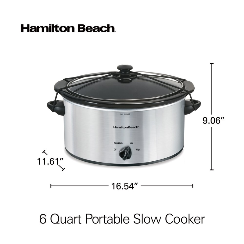 Rynx | Portable Slow Cooker - 6 Quart Capacity, Removable Pot