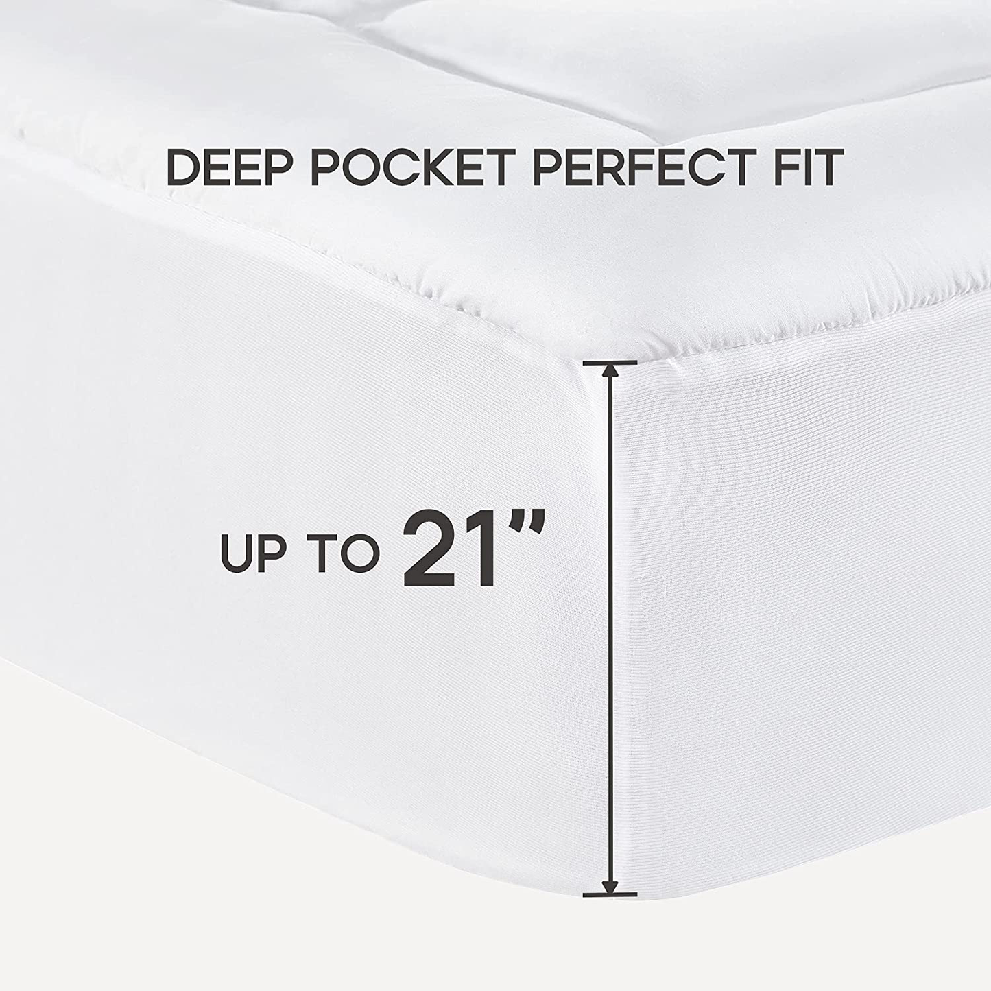 Rynx | SONIVE quilted mattress protector soft fluffy pillow top mattress cover down alternative fill topper stretches up to 21 inches deep pocket (White, Twin XL)