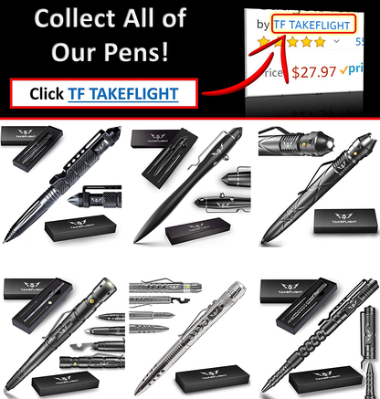 Rynx | TAKEFLIGHT Tactical Pen Survival Gear – Aviation Grade Aluminum LED Tactical Flashlight Multitool – Sturdy, Lightweight EDC Pen Survival Tool – Glass Breaker, Corkscrew, Screwdriver, Gift Box