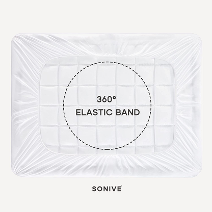 Rynx | SONIVE quilted mattress protector soft fluffy pillow top mattress cover down alternative fill topper stretches up to 21 inches deep pocket (White, Twin XL)