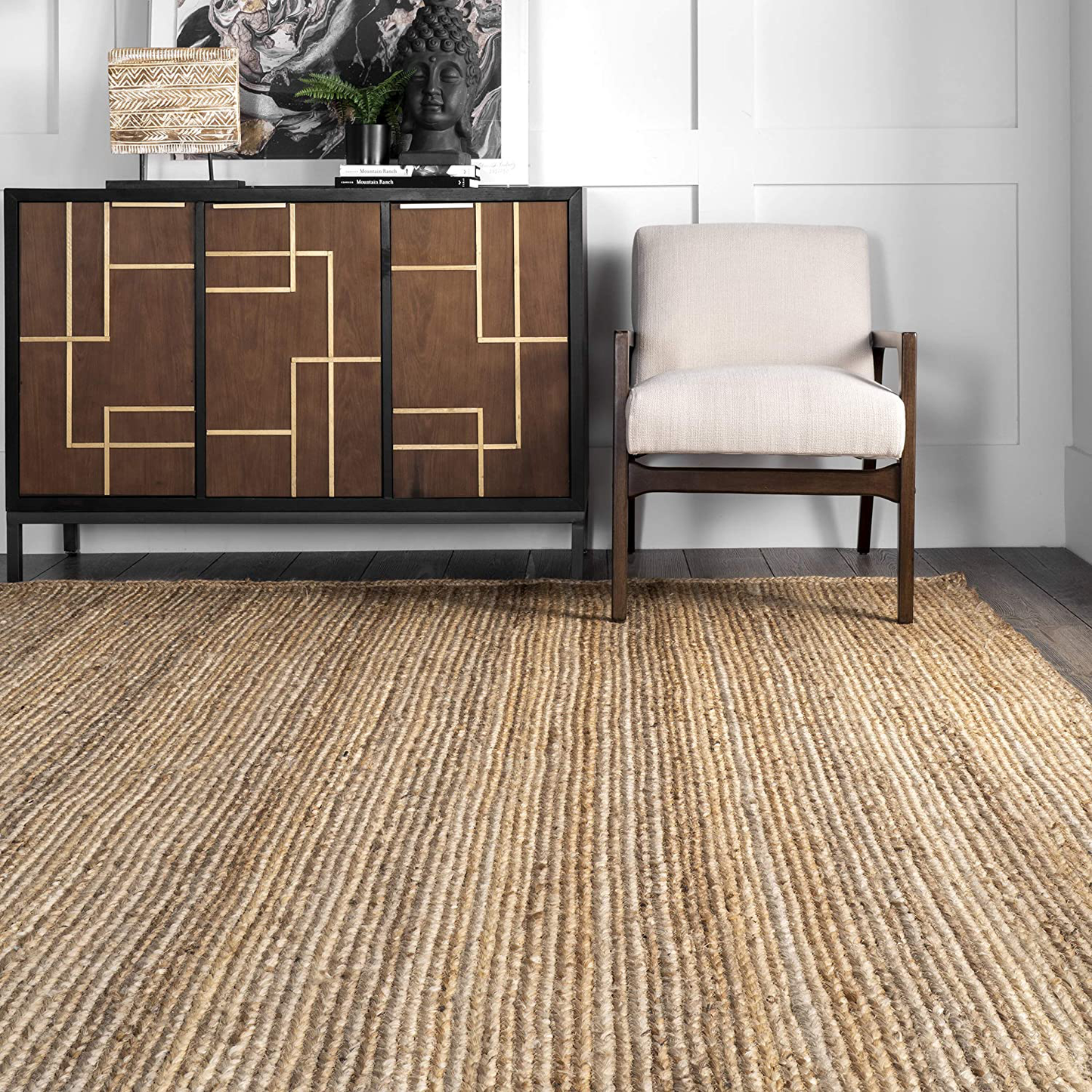 Rynx | Nuloom Rigo Handwoven Rustic Jute Runner Rug, 2' 6" X 6', Natural