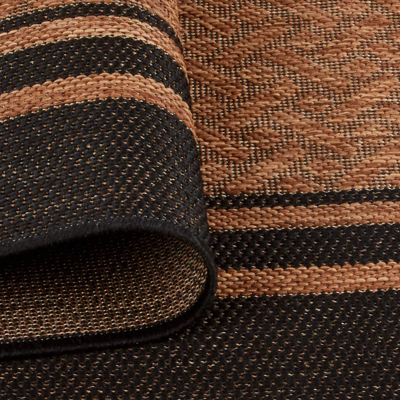 Rynx | Gertmenian Tropical Collection Outdoor Rug Patio Area Rug, 2x6 Runner, Nut Brown Black Edge