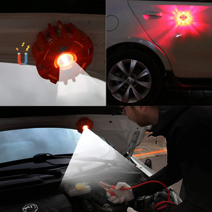Rynx | Emergency Roadside Assistance Safety Kit - First Aid Kit, Jumper Cables, LED Warning Light, Work Gloves, Tools and More