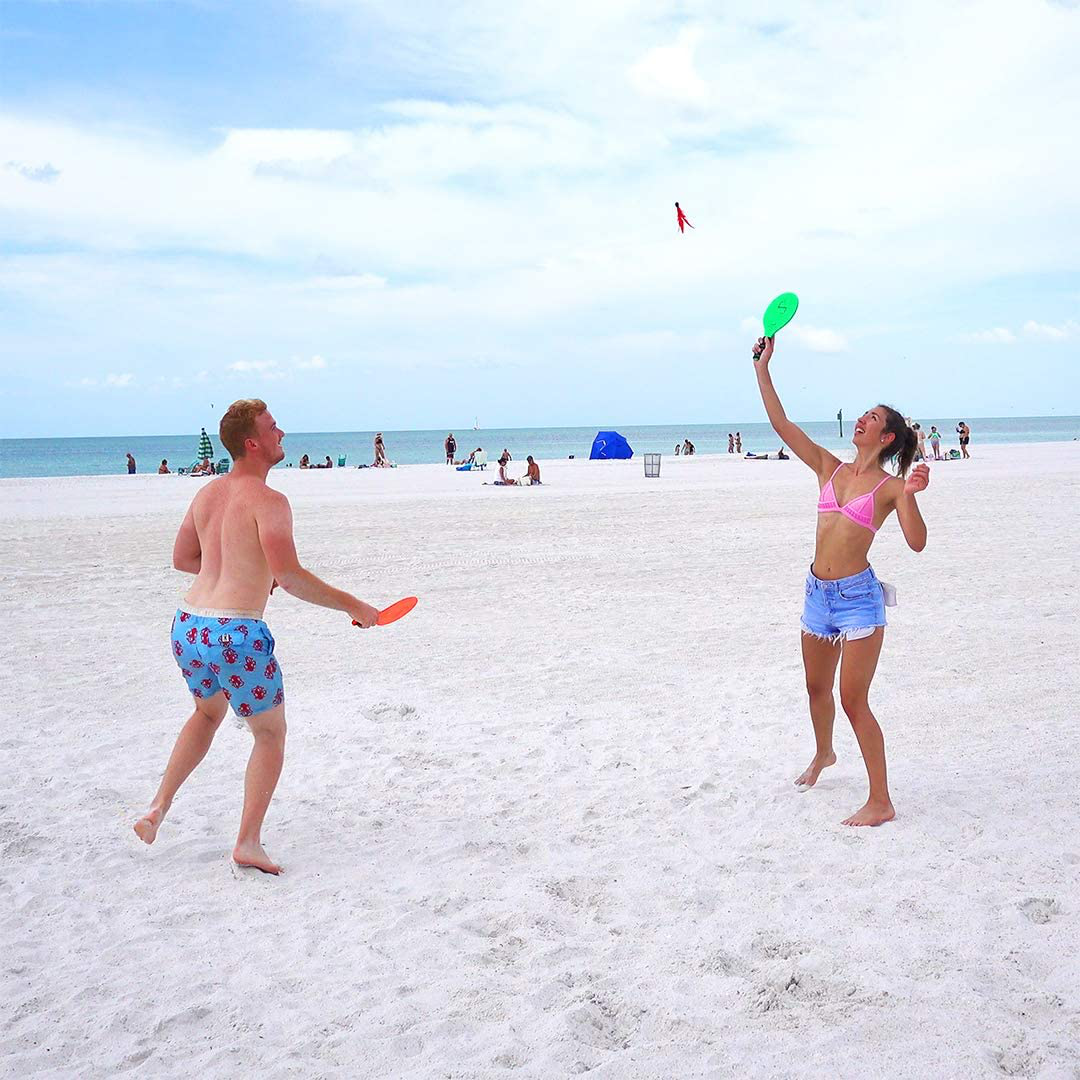 Rynx | Jazzminton Paddle Ball Game with Carrying Case - Indoor Outdoor Toy - Play on the Beach, Lawn or Backyard - 2 Wooden Rackets - 4 Shuttlecocks - 1 Ball