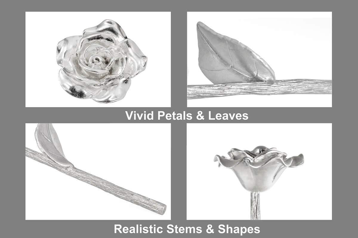 Rynx | BESZONE Tin Rose 10th for Her - Gifts made of tin for 10th wedding anniversary, Solid 100% pure cast tin eternal rose aluminum gift for wife tenth tin