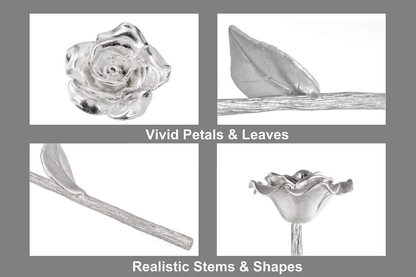 Rynx | BESZONE Tin Rose 10th for Her - Gifts made of tin for 10th wedding anniversary, Solid 100% pure cast tin eternal rose aluminum gift for wife tenth tin