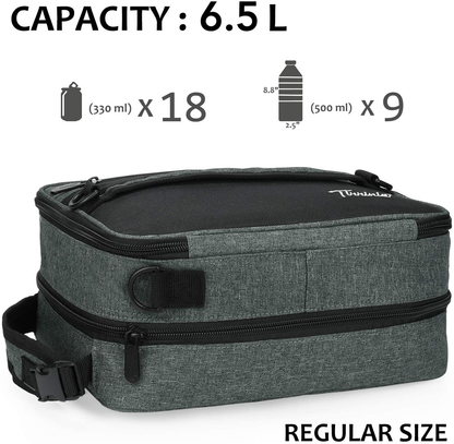 Rynx | Expandable Insulated Lunch Bag, Leakproof Flat Lunch Cooler Tote With Shoulder Strap For Men And Women, Suitable For Work & Office Tirrinia, Blue