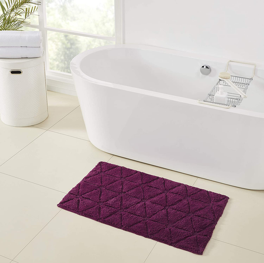 Rynx | Luxurious Diamond Chenille Bath mat, Non-slip, Absorbent Plush Bath mat for Bathtub, Shower and Bath